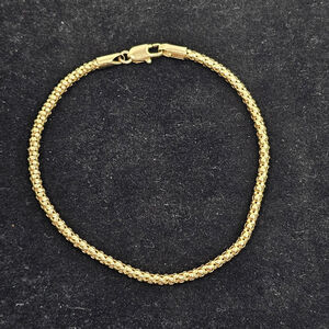 9K Yellow Gold Diamond Cut Popcorn Chain Bracelet 7.5" 2.82g Lobster Clasp 375